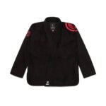 Shoyoroll 20.7 BJJ Gi in white, displayed on a dojo mat, showcasing lightweight pearl weave and minimalist logo.