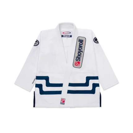 Shoyoroll JC Kimono BJJ gi in white, featuring pearl weave fabric and embroidered patches for Brazilian Jiu Jitsu training