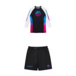 Shoyoroll Batch #149 Retro Gradient Rash Guard in vibrant blue-to-pink gradient, featuring a long-sleeve design with subtle chest and sleeve branding, ideal for BJJ and grappling.