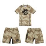 BJJ rash guard shorts, designed for Brazilian Jiu-Jitsu training, featuring a form-fitting, durable, and breathable fabric with vibrant patterns, providing flexibility and protection during grappling sessions.