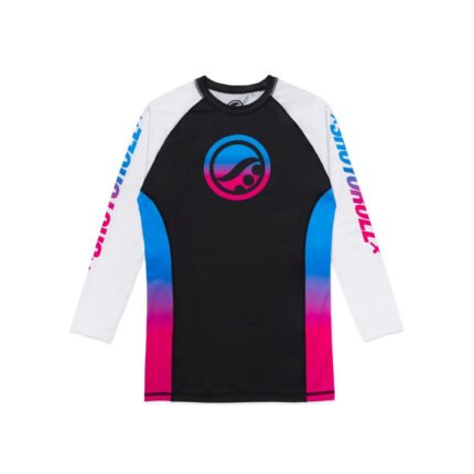 Shoyoroll Rash Guard Batch 149 Long Sleeve in Blue-Pink Retro Gradient, designed for high-performance BJJ and no-gi grappling.