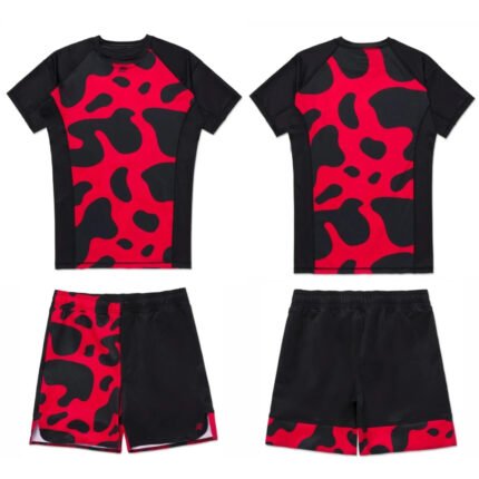 Jiu jitsu rash guard fitted short Dart Camo Albino Preto Black Red