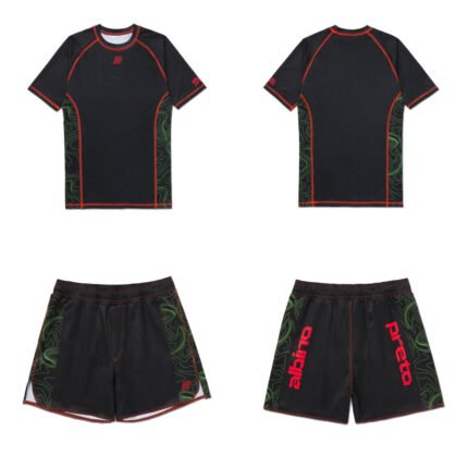 No gi Albino and Preto Elektronic rash guard short sleeve and shorts for training