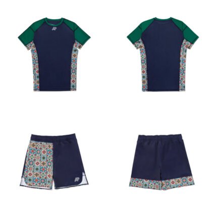 Ranked rash guard BJJ Albino and Preto Convergence short sleeve and shorts set high-performance compression gear for grappling and training