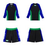 Athletic Rash Guard Albino & Preto Accelerate LS Blue-Black-Green Front