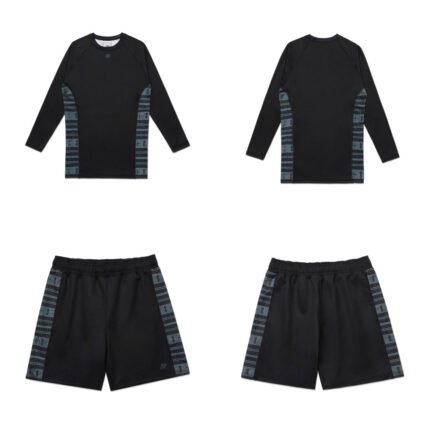 Albino and Preto Thaqafa durable rash guard black