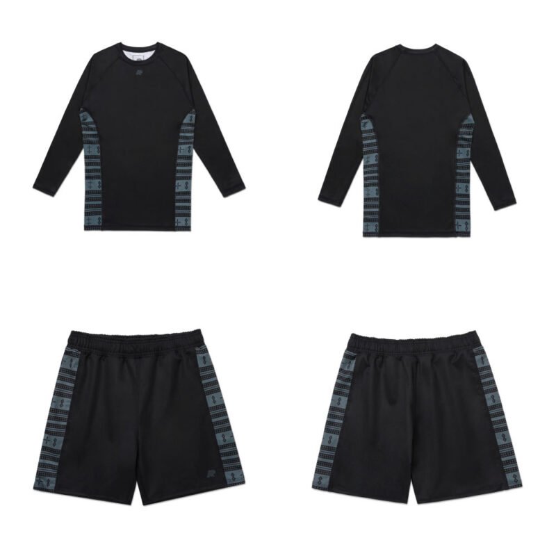 Albino and Preto Thaqafa durable rash guard black