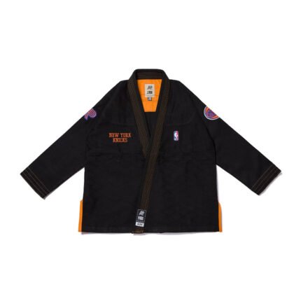 Clean design gi Albino & Preto A&P x NBA Knicks Black, minimalist BJJ gi for training and competition