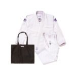 Comfortable BJJ gi Shoyoroll Quick Strike V PMB VIII Purple on White front view