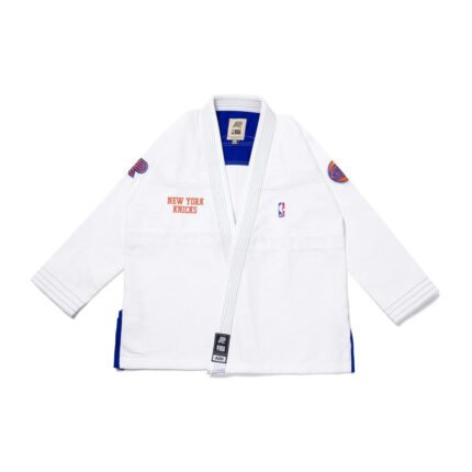 BJJ Gi for sale Albino & Preto A&P x NBA Knicks White, premium competition BJJ gi