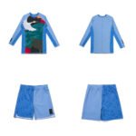 Albino & Preto Origami Rash Guard LS and Shorts in Lobelia Blue Premium BJJ gear for performance and style.