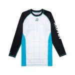 Albino and Preto Apex MMA BJJ Set White long sleeve rash guard and grappling shorts for no gi training - Image 2