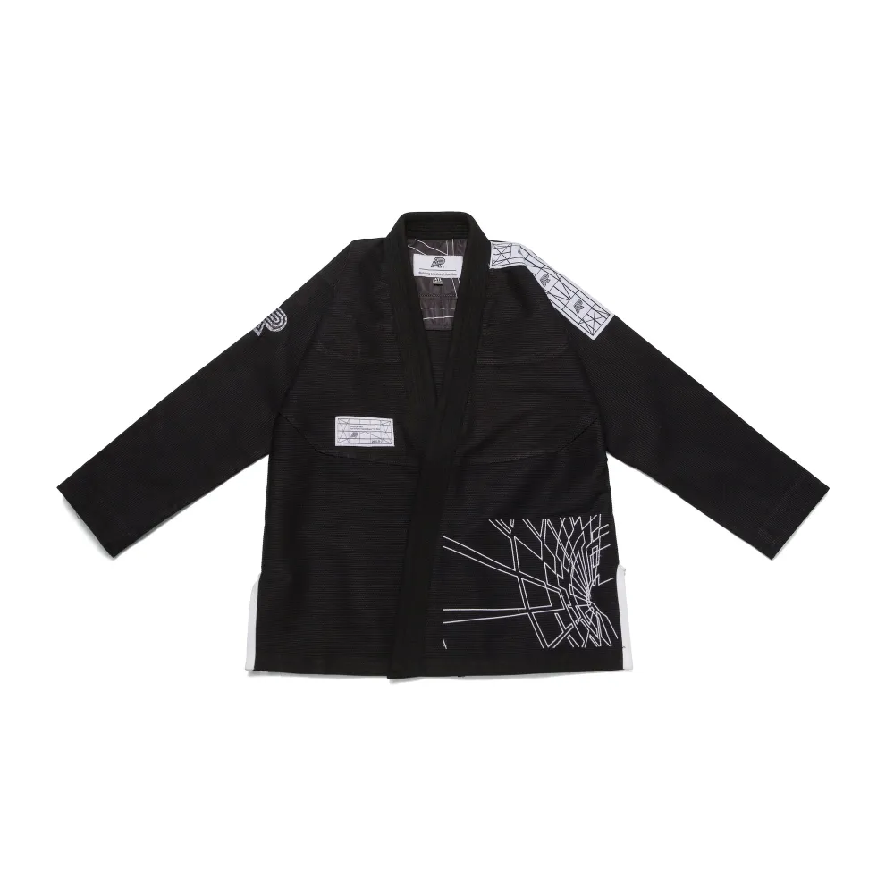 Albino and Preto Batch #82: Building Blocks 450gsm High-Quality BJJ Gi (With Bag) Albino and Preto Batch 82 Building Blocks BJJ Gi in premium 450gsm weave with matching drawstring gear bag.
