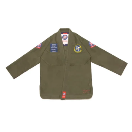 Bjj Gi olive military specification version of Albino and Preto Batch 60 featuring tonal tactical embroidery.