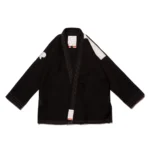 Herringbone Classic Bjj Gi black version of Albino and Preto Batch 62 showcasing the unique textured fabric weave pattern.