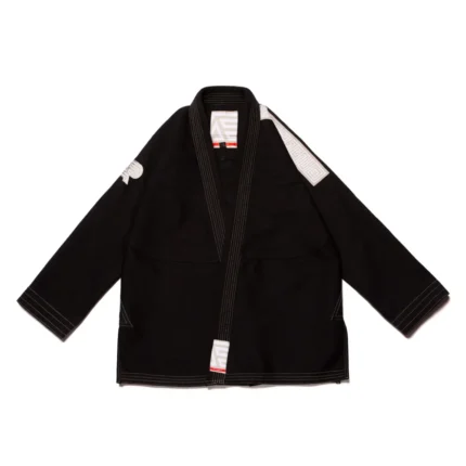Herringbone Classic Bjj Gi black version of Albino and Preto Batch 62 showcasing the unique textured fabric weave pattern.