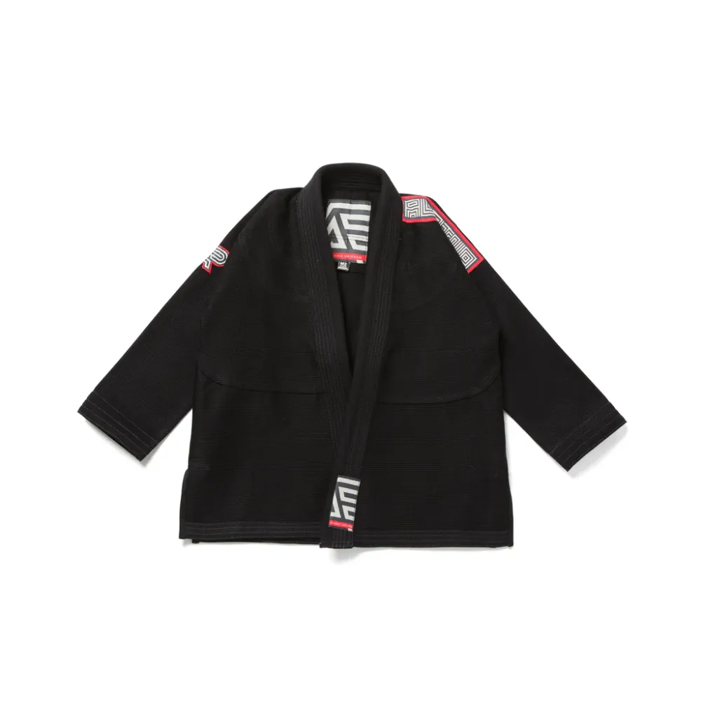 BJJ Gi Herringbone Classic Black Albino and Preto BJJ Gi Herringbone Classic Black by Albino and Preto Batch #68 Q3 for Brazilian Jiu-Jitsu training and competition