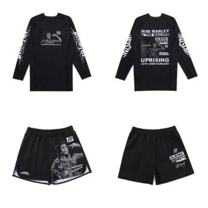 BJJ MMA Rash Guard by Albino and Preto A&P x Bob Marley Uprise long sleeve and shorts set