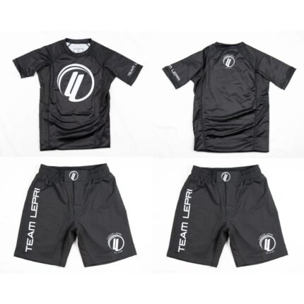 BJJ No Gi SS shorts set by Albino and Preto A&P x Lucas Lepri short sleeve rash guard and grappling shorts