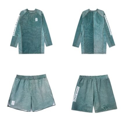 Albino & Preto A&P x Trashman GRN MMA BJJ long sleeve rash guard and shorts set designed for grappling and No Gi training