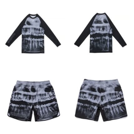 Pleasures MMA Rash Guard set Albino & Preto Batch #80 long sleeve rash guard and shorts no-gi MMA training gear
