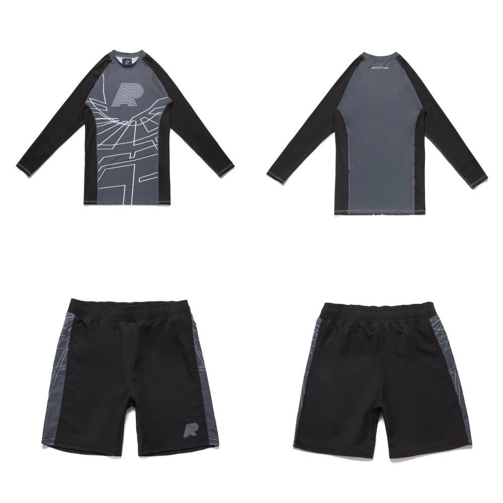 Albino & Preto BJJ MMA Building Blocks LS Rash Guard and Shorts Batch #82 BJJ MMA Building Blocks LS Rash Guard and shorts by Albino & Preto Batch #82 no gi training set