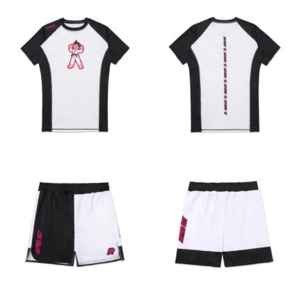 Rash Guard SS shorts BJJ MMA set Albino and Preto A&P x Astro Boy grappling apparel