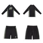 BJJ Herringbone Set Albino and Preto Batch #87 monochromatic rash guard long sleeve and shorts