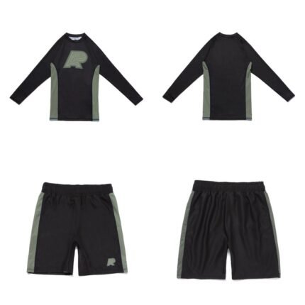 BJJ Herringbone Set Albino and Preto Batch #87 monochromatic rash guard long sleeve and shorts