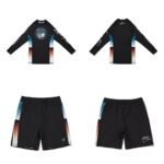 Liquid Flow MMA BJJ Albino and Preto Batch #89 rash guard long sleeve and shorts grappling set