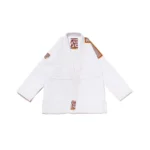 YBM white BJJ gi Albino and Preto Batch #111 herringbone weave with bag