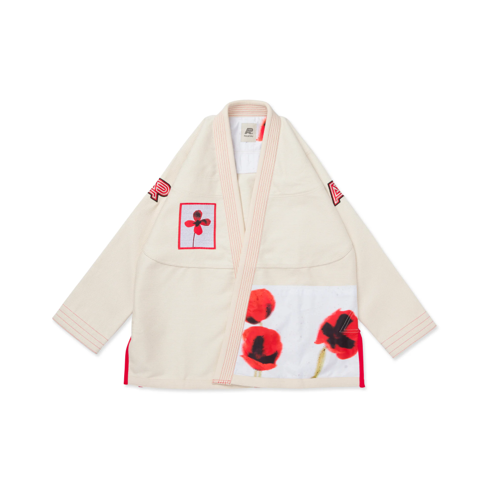 Floral Bjj Gi Fury Albino and Preto Unbleached Gi with Bag Floral Bjj Gi Fury Albino and Preto Unbleached Brazilian Jiu Jitsu Gi with Bag