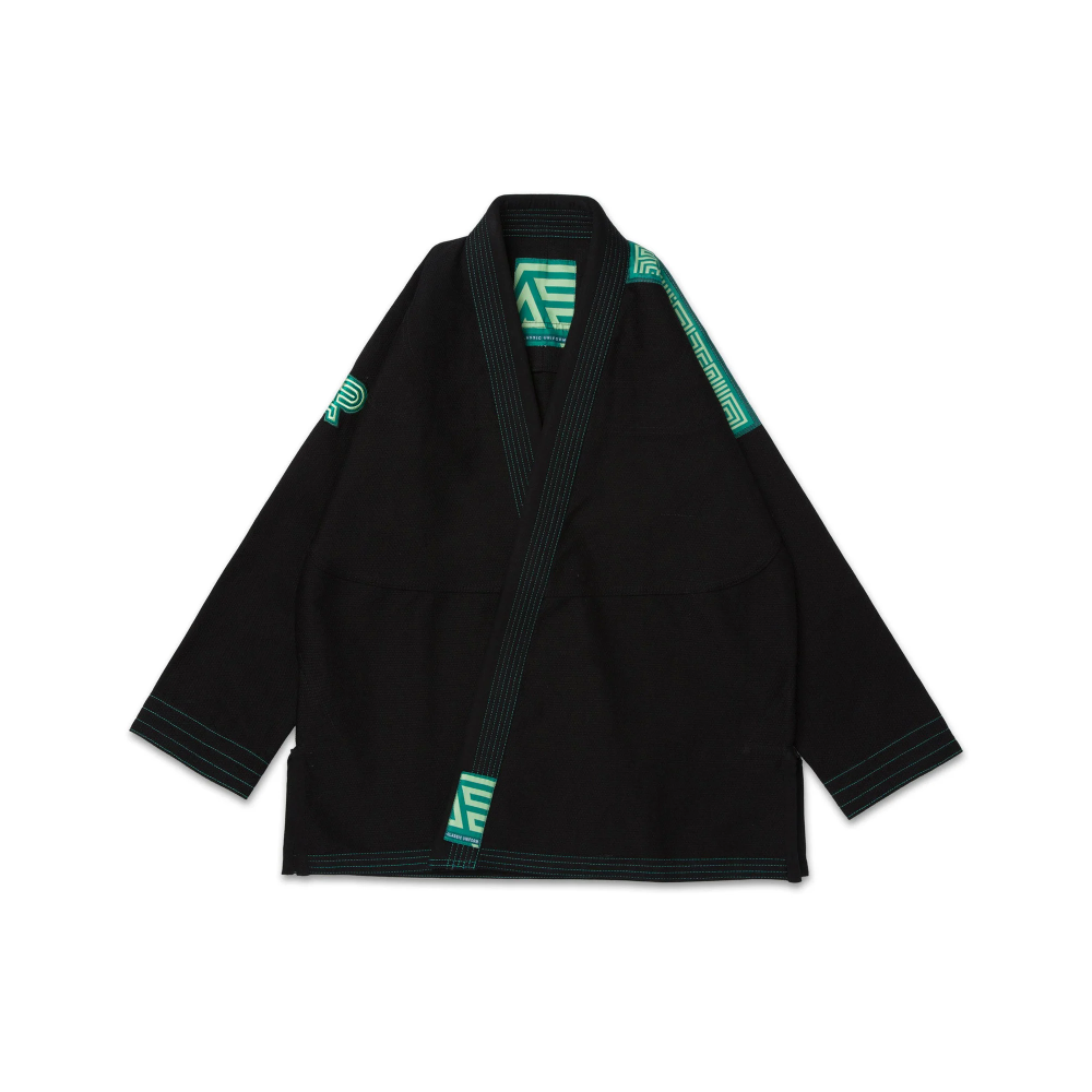 GAS BJJ Gi Herringbone Classic Black by Albino & Preto GAS BJJ Gi Albino and Preto Herringbone Classic Black with bag for Brazilian Jiu-Jitsu training and competition