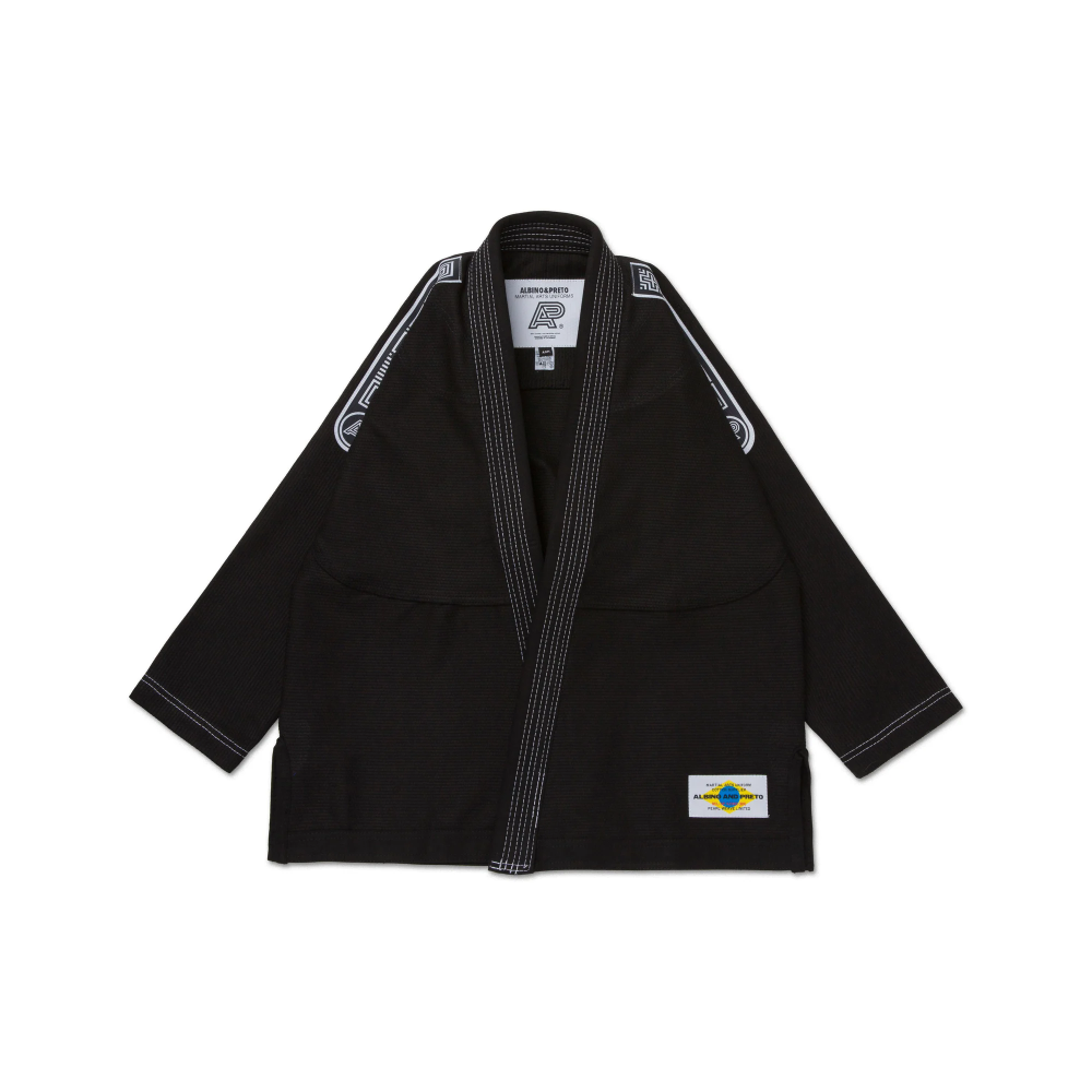 BJJ Gi MIL SP Brazil DP.1 Black with Bag Albino and Preto BJJ Gi MIL SP Brazil DP.1 Black with Bag by Albino and Preto for Brazilian Jiu-Jitsu training and competition