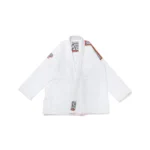 Classic BJJ Gi White Albino & Preto BOW Herringbone Gi with bag for Brazilian Jiu-Jitsu training and competition