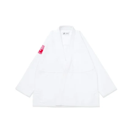 BJJ Essential Gi Kimono Albino & Preto RW White BJJ gi with bag lightweight IBJJF approved Brazilian Jiu-Jitsu uniform front view