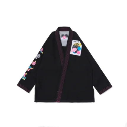 Sanktuary BJJ Gi Albino & Preto black kimono with bag IBJJF Brazilian Jiu-Jitsu gi front view