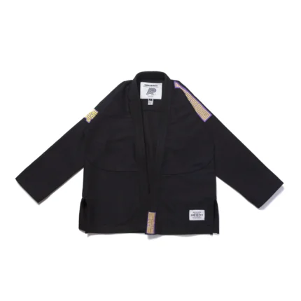 Series 10 BJJ Gi Albino and Preto Brazil black kimono with bag IBJJF competition Brazilian Jiu-Jitsu gi front view