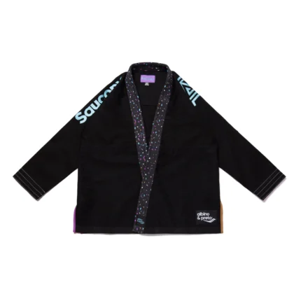 Saucony BJJ Gi Albino and Preto black Brazilian Jiu-Jitsu kimono with training bag for kids and adults grappling and competition