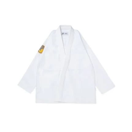 YB BJJ Gi Essential Albino and Preto Brazilian Jiu-Jitsu white kimono with carrying bag for training and competition