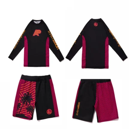 In4mation MMA BJJ Set 2 Albino and Preto long sleeve rash guard and shorts premium MMA BJJ training outfit no-gi grappling gear