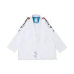 BRG BJJ Gi Comp White Albino and Preto lightweight Brazilian Jiu-Jitsu competition gi with bag front view