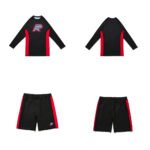 Bjj MMA MGR Albino and Preto herringbone rash guard long sleeve and shorts MMA training set