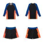 OBY BJJ MMA Set Albino and Preto Herringbone Rash Guard Long Sleeve and Shorts no-gi training set