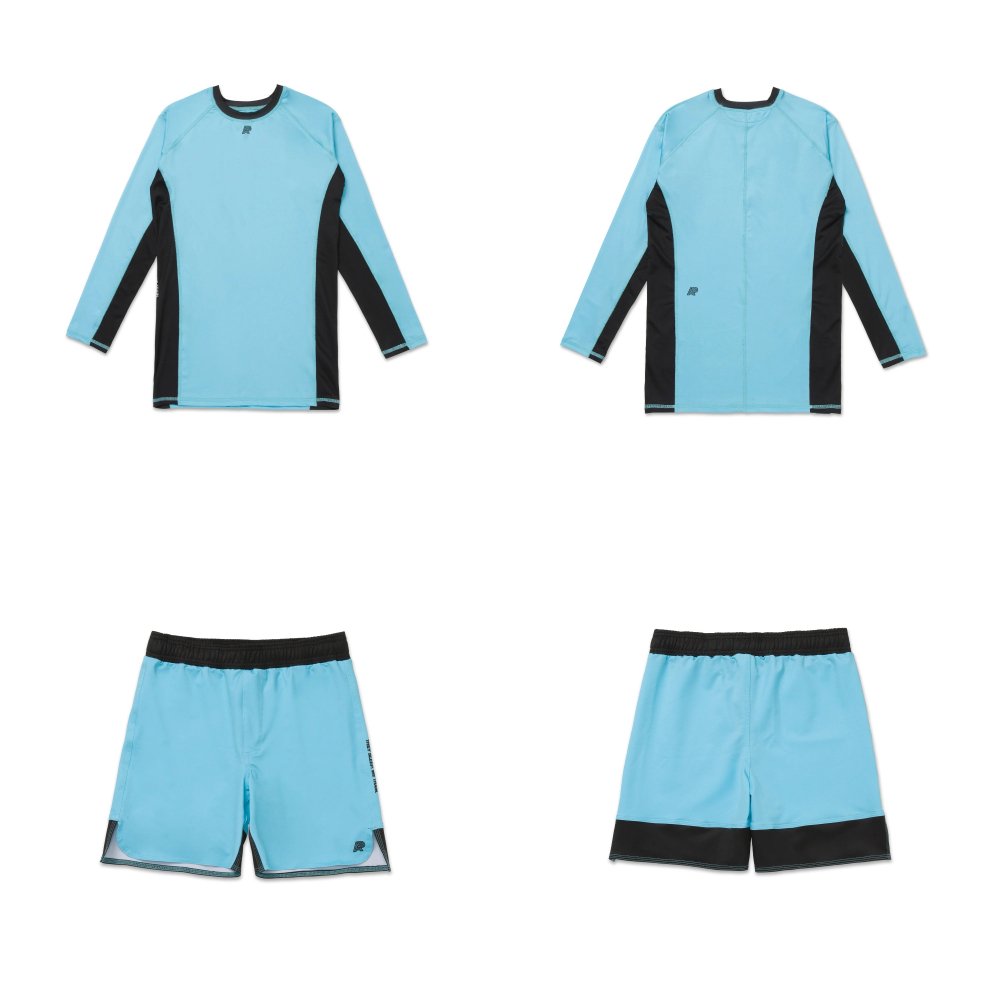 Ocean BJJ MMA Set Albino and Preto Mist Rash Guard LS and Shorts Ocean BJJ MMA Set Albino and Preto Mist Herringbone Rash Guard Long Sleeve and Shorts premium no-gi grappling set