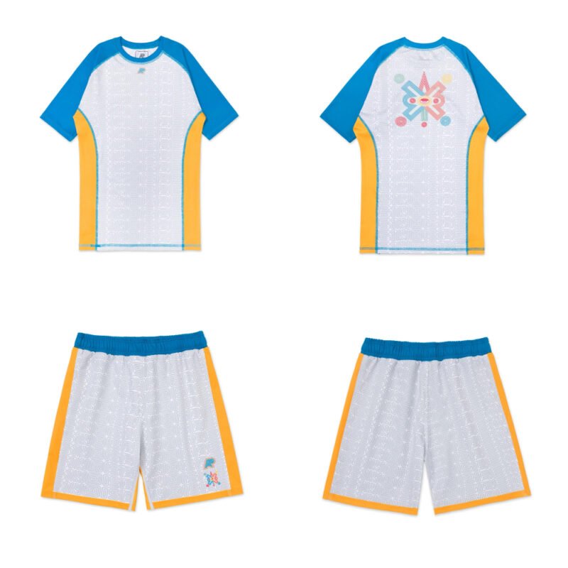 Ollin MMA BJJ Set Albino and Preto rash guard short sleeve and fight shorts for grappling training