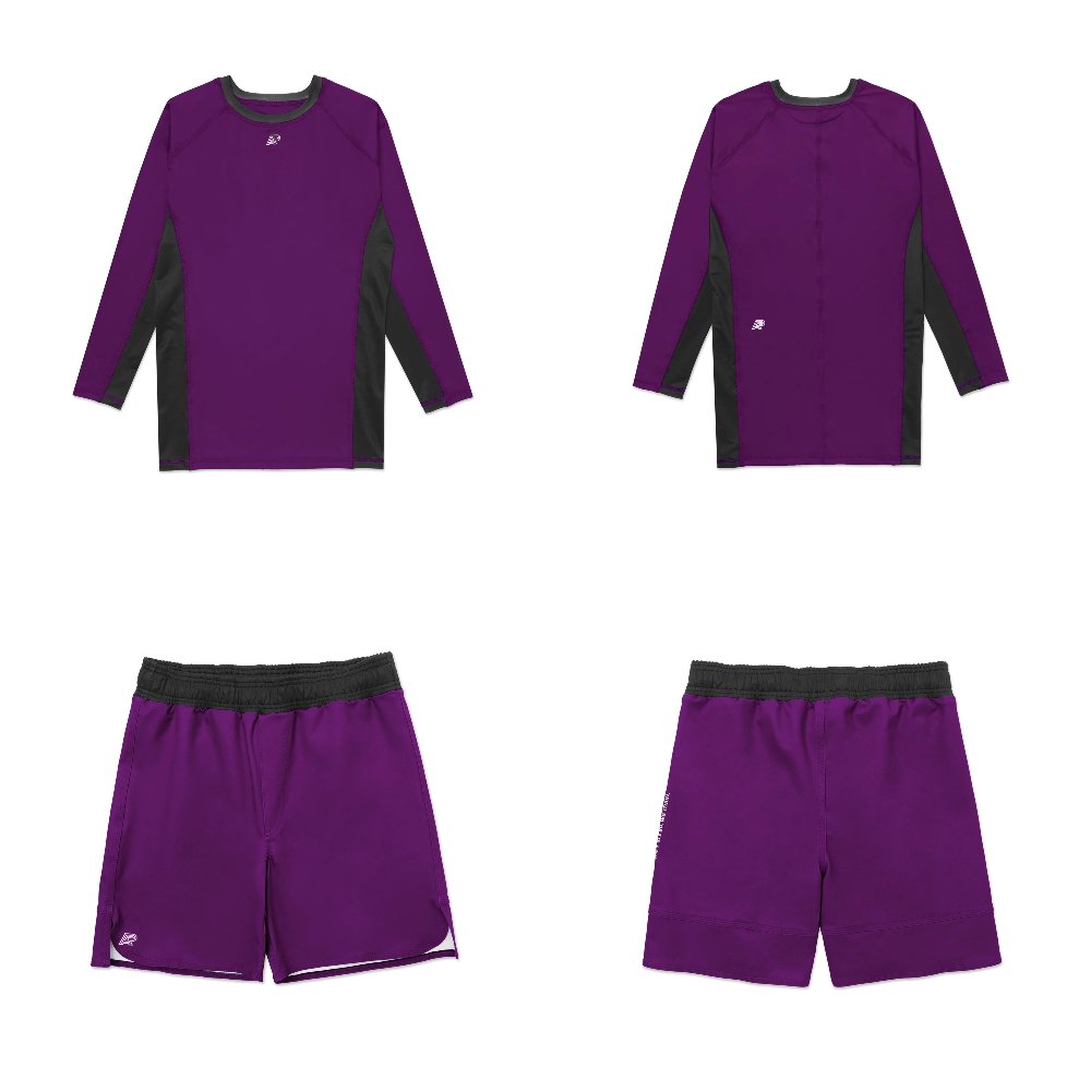 PPP MMA BJJ Set Albino & Preto Herringbone Rash Guard LS & Shorts Albino and Preto PPP MMA BJJ set with long sleeve rash guard and herringbone shorts for MMA and Brazilian Jiu-Jitsu training