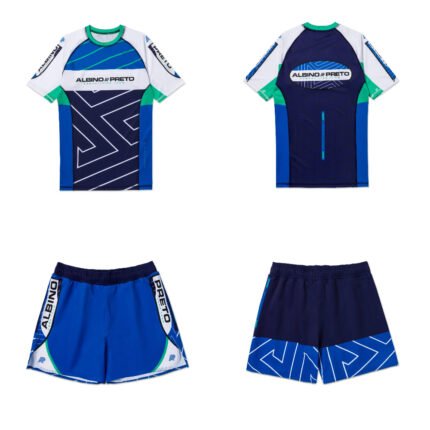 RNG BJJ MMA set Albino and Preto Comp Rash Guard SS and shorts premium training gear