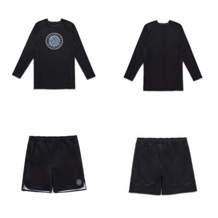 RS MMA BJJ Albino and Preto RS Comp BBBP Rash Guard Long Sleeve and Shorts Set