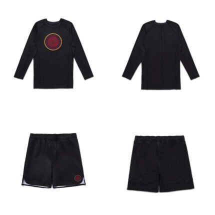 BJJ MMA RS Comp Albino and Preto BRO Rash Guard Long Sleeve and Shorts Set